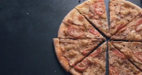Pizza, slow motion, table, ingradents Stock Footage 150521403
