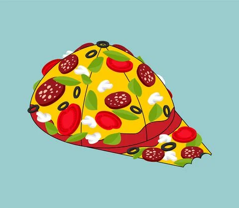 Pizza Snapback Baseball Cap isolated. vector illustration Stock Illustration