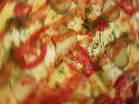 Pizza is spinning ketchup Stock Footage 80328705