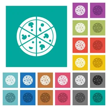 Pizza square flat multi colored icons Stock Illustration