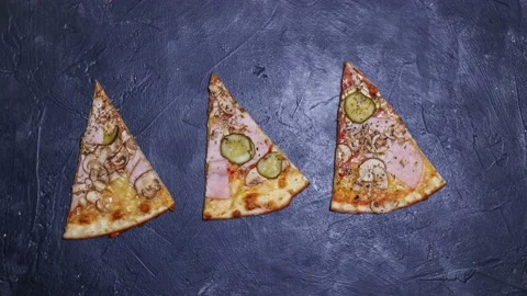 Pizza. Stop motion animation. movement of pizza slices top view Stock Footage 167819051
