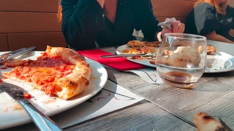 Pizza on the table After lunch Stock Footage 81338258