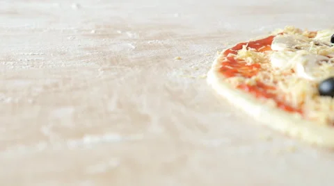 The pizza on the table. The food on the table Stock Footage 65527273
