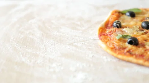 The pizza on the table. The food on the table. Stock Footage 65622511