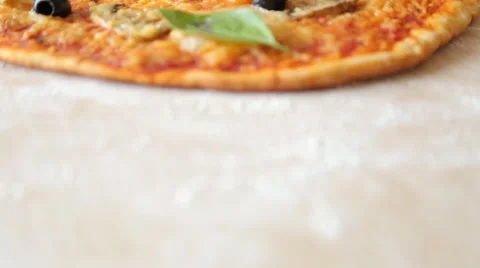 The pizza on the table. The food on the table. Stock Footage 65623920