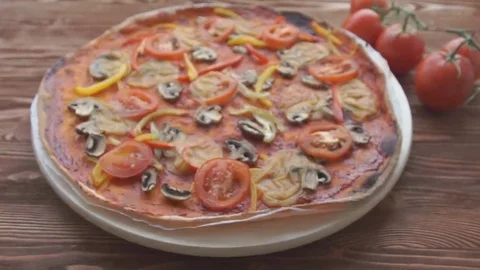 The pizza on the table. The food on the table. Stock Footage 69203812