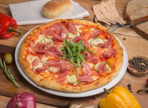 The pizza on the table Stock Photos