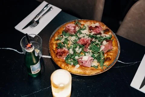 Pizza on table Stock Photos