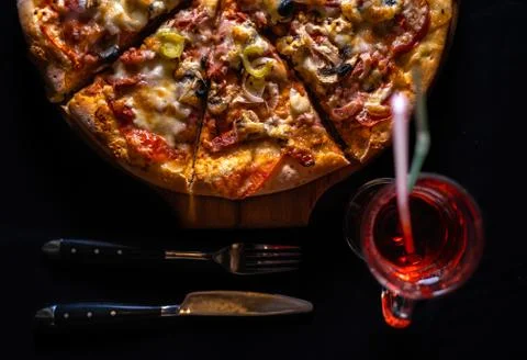 Pizza table setting Stock Photos