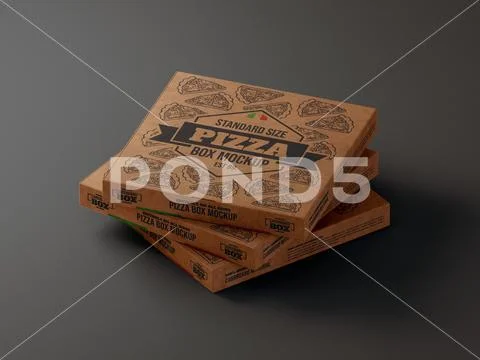 Pizza takeaway box mock-up template PSD Template