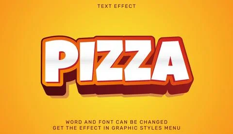 Pizza text effect template in 3d design Stock Illustration