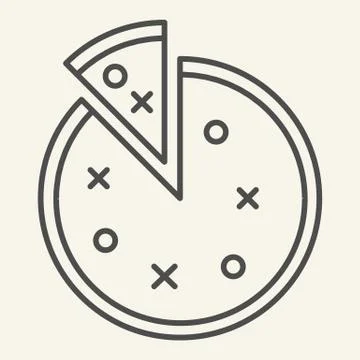 Pizza thin line icon. Round pizza vector illustration isolated on white. Fast Stock Illustration