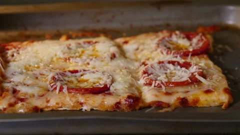 Pizza time lapse in hot oven melting cheese bubbling Stock Footage 150719068