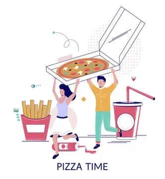 Pizza time, vector flat style design illustration Stock Illustration