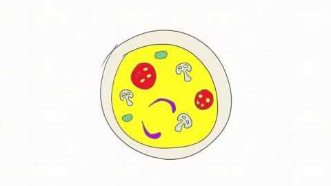 Pizza Top View Hand Drawn Food Animation Stock Footage 338000126
