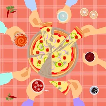 Pizza top view Stock Illustration