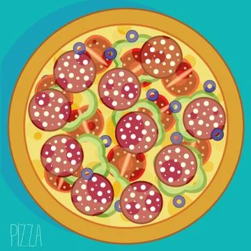Pizza top view Stock Illustration