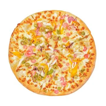 Pizza top view isolated Stock Photos
