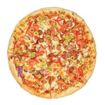 Pizza top view isolated Stock Photos