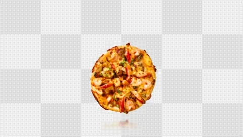 Pizza on a transparent background, alpha channel Stock Footage 205076538