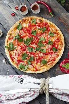 Pizza on a tree Stock Photos