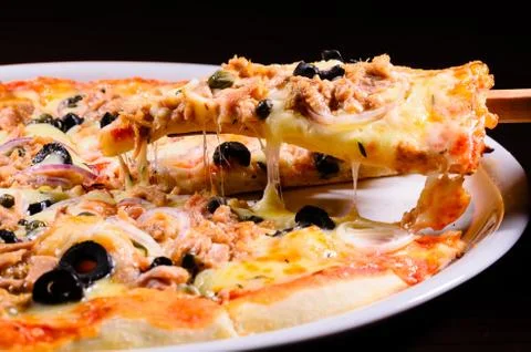Pizza with tuna Stock Photos