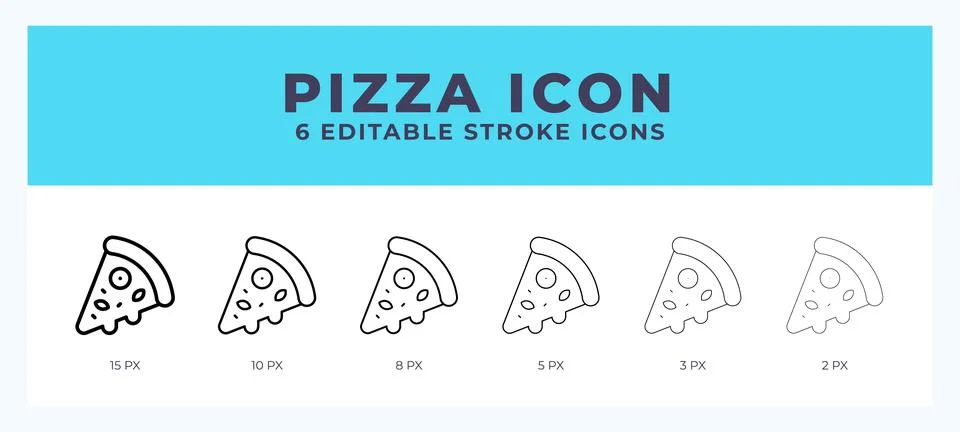 Pizza vector icon. With different stroke vector illustration. Stock Illustration