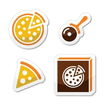 Pizza vector icons set isolated on white Stock Illustration