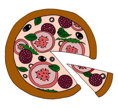 Pizza vector illustration, hand drawn pizza illustration, pizza vector poster Stock Illustration