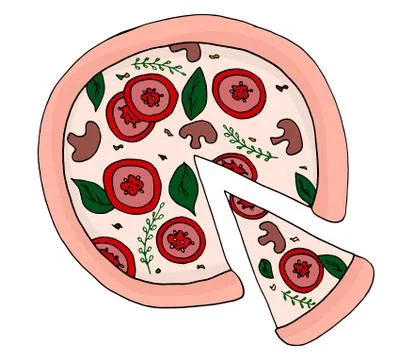 Pizza vector illustration, hand drawn pizza illustration, pizza vector poster Stock Illustration