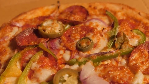 Pizza Vegetable, Meat &amp; Salami Video stock 100406097