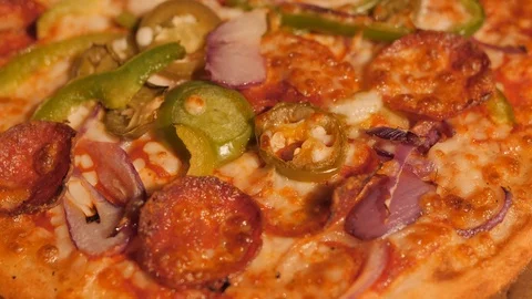 Pizza Vegetable, Meat &amp; Salami Video stock 100406114
