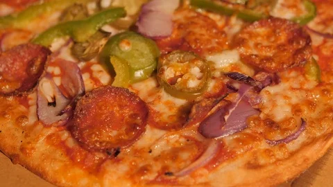 Pizza Vegetable, Meat &amp; Salami Video stock 100406169