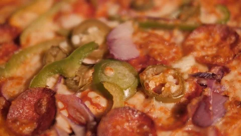 Pizza Vegetable, Meat &amp; Salami Video stock 100406217