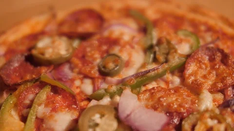 Pizza Vegetable, Meat &amp; Salami Video stock 100406251