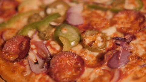 Pizza Vegetable, Meat &amp; Salami Video stock 100406269