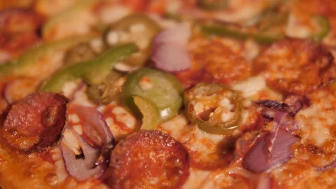 Pizza Vegetable, Meat &amp; Salami Video stock 100406287