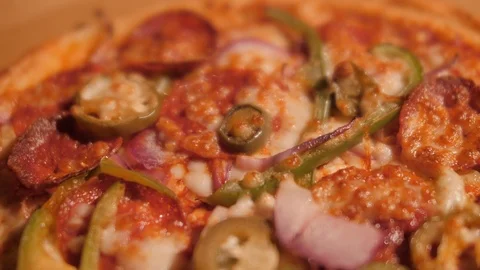 Pizza Vegetable, Meat &amp; Salami Video stock 100406294