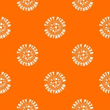 Pizza vegetarian pattern vector orange Illustrazione stock