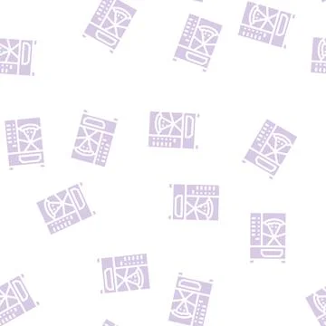 Pizza vending machine glyph vector seamless pattern Illustrazione stock