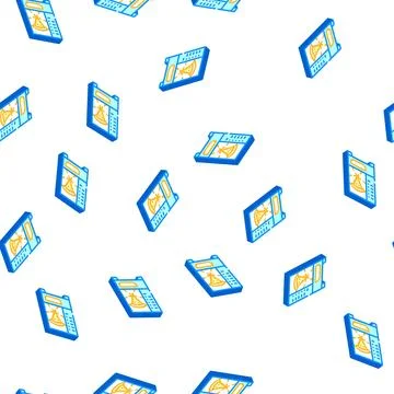 Pizza vending machine isometric icon seamless pattern Stockillustratie