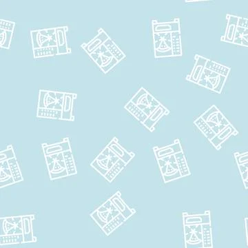 Pizza vending machine line vector seamless pattern Stockillustratie