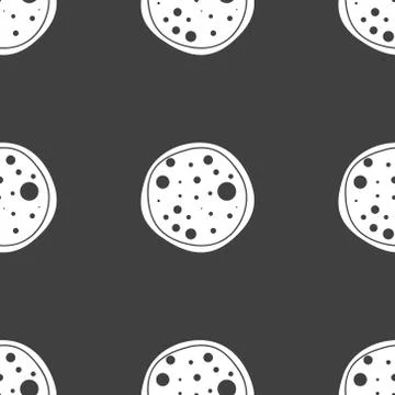 Pizza web icon. flat design. Seamless gray pattern. Illustrazione stock