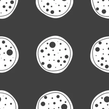 Pizza web icon. flat design. Seamless gray pattern. Stock Illustration