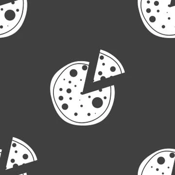 Pizza web icon. flat design. Seamless gray pattern. Stock Illustration