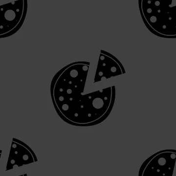 Pizza web icon. flat design. Seamless gray pattern. Illustrazione stock