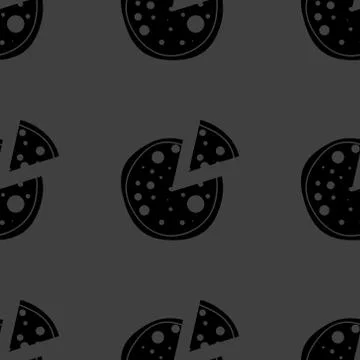Pizza web icon. flat design. Seamless gray pattern. Stock Illustration