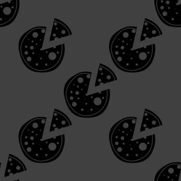 Pizza web icon. flat design. Seamless gray pattern. Illustrazione stock
