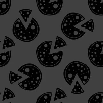 Pizza web icon. flat design. Seamless gray pattern. Illustrazione stock