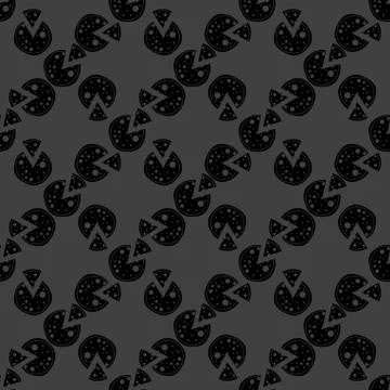 Pizza web icon. flat design. Seamless gray pattern. Stock Illustration
